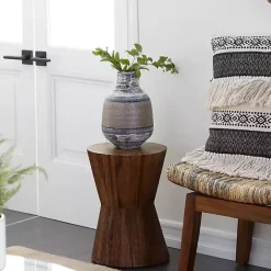Sale Kirklands Home Teak Wood Hourglass Accent Table Brown
