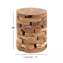 Sale Kirklands Home Teak Wood Stacked Round Accent Table Brown