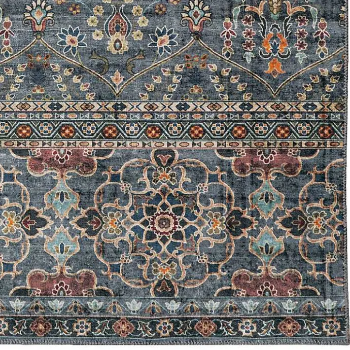 Outlet Kirklands Home Teal and Ivory Grant Washable Area Rug, 5x7 Blue