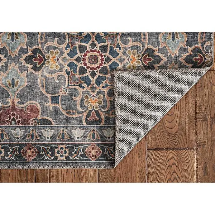 Outlet Kirklands Home Teal and Ivory Grant Washable Area Rug, 5x7 Blue