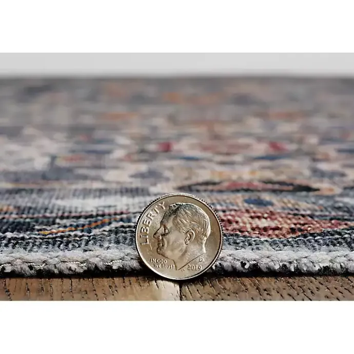 Outlet Kirklands Home Teal and Ivory Grant Washable Area Rug, 5x7 Blue