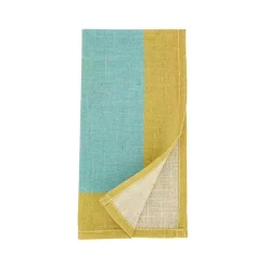 Hot Kirklands Home Teal and Mustard Colorblock Napkins, Set of 4