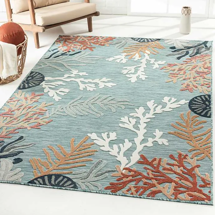 Discount Kirklands Home Teal Coral Reef Area Rug, 5x7 Blue