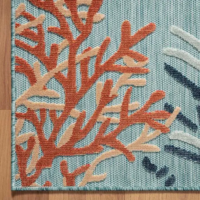 Discount Kirklands Home Teal Coral Reef Area Rug, 5x7 Blue