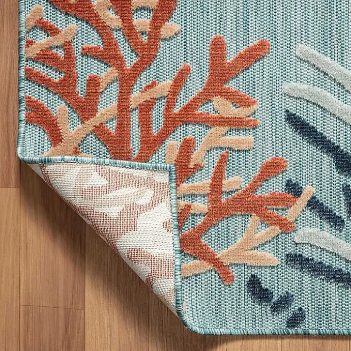 Discount Kirklands Home Teal Coral Reef Area Rug, 5x7 Blue