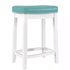Online Kirklands Home Teal Faux Leather Claridge Counter Stool Blue