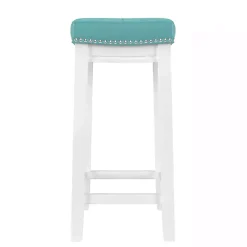Online Kirklands Home Teal Faux Leather Claridge Counter Stool Blue