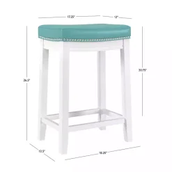 Online Kirklands Home Teal Faux Leather Claridge Counter Stool Blue