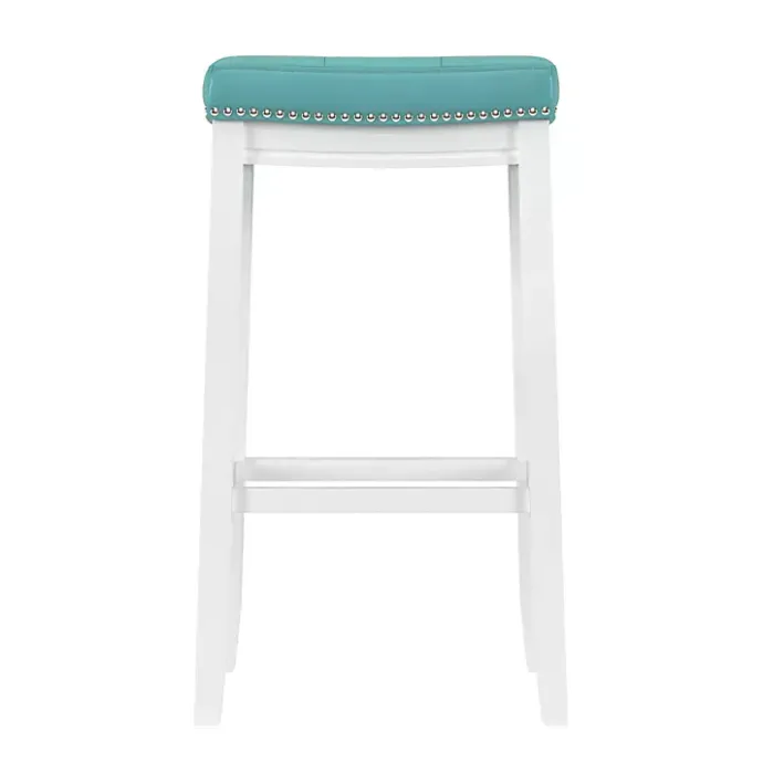 Outlet Kirklands Home Teal Faux Leather Claridge Bar Stool Blue