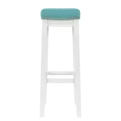 Outlet Kirklands Home Teal Faux Leather Claridge Bar Stool Blue