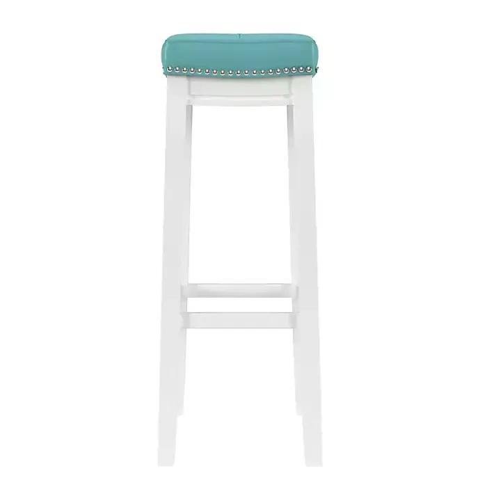 Outlet Kirklands Home Teal Faux Leather Claridge Bar Stool Blue