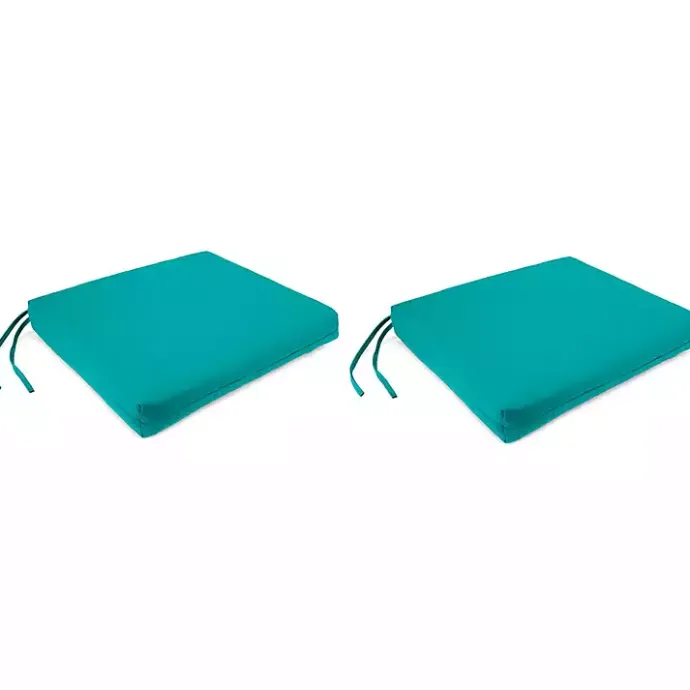 Online Kirklands Home Teal French Edge Outdoor Chair Cushions, Set of 2 Blue