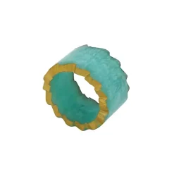 New Kirklands Home Teal Geode Artistry Napkin Rings, Set of 4 Blue