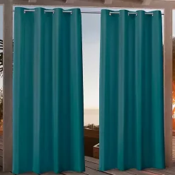 New Kirklands Home Teal Nicole Outdoor Curtain Panel Set, 96 in. Blue