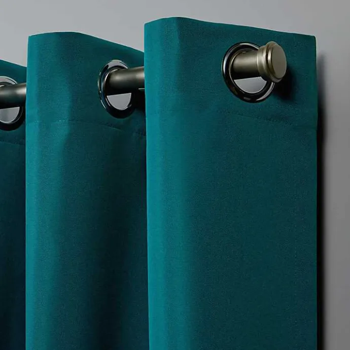 New Kirklands Home Teal Nicole Outdoor Curtain Panel Set, 96 in. Blue