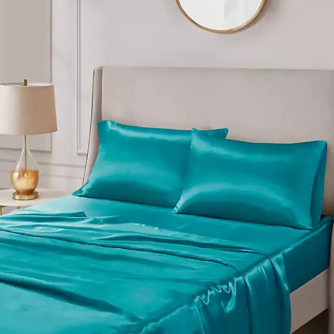 Discount Kirklands Home Teal Satin King 2-pc. Pillow Case Set Blue