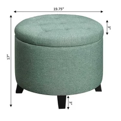 Sale Kirklands Home Teal Upholstered Eliza Round Storage Ottoman Blue