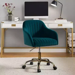 Discount Kirklands Home Teal Velvet Swivel Jacyln Office Chair Blue
