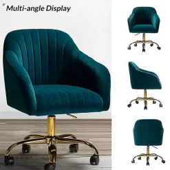 Discount Kirklands Home Teal Velvet Swivel Jacyln Office Chair Blue
