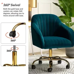 Discount Kirklands Home Teal Velvet Swivel Jacyln Office Chair Blue