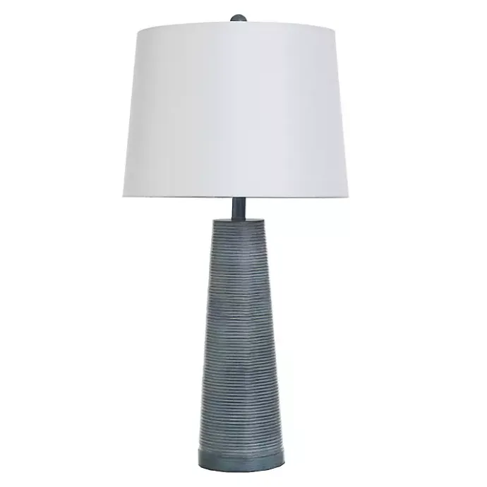 Hot Kirklands Home Textured Denim Blue Tapered Table Lamp White