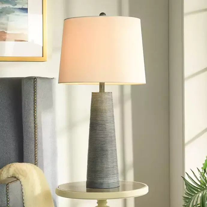 Hot Kirklands Home Textured Denim Blue Tapered Table Lamp White