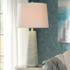 Outlet Kirklands Home Textured Light Blue Tapered Table Lamp White