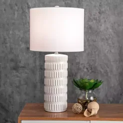 Discount Kirklands Home Textured Ceramic Table Lamp White