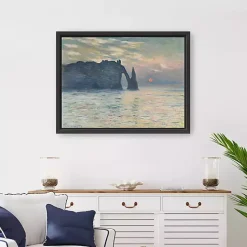 Clearance Kirklands Home The Cliff-Etretat, Sunset Framed Canvas Art Print Blue