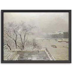 New Kirklands Home The Louvre Under Snow Framed Canvas Art Print White