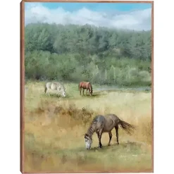 Clearance Kirklands Home Three Grazing Horses Framed Canvas Art Print
