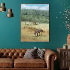 Clearance Kirklands Home Three Grazing Horses Framed Canvas Art Print