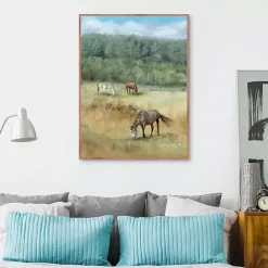 Clearance Kirklands Home Three Grazing Horses Framed Canvas Art Print