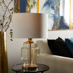 Outlet Kirklands Home Translucent Orange Glass Shade Table Lamp White
