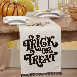 New Kirklands Home Trick Or Treat Pom Pom Halloween Table Runner