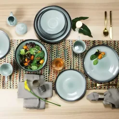 Best Kirklands Home Turquoise and Black Ceramic 16-pc. Dinnerware Set