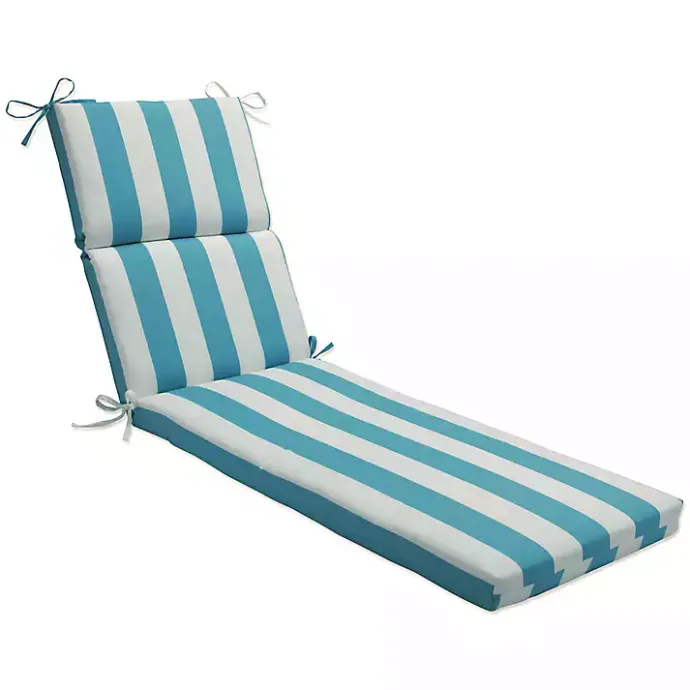 Outlet Kirklands Home Turquoise Cabana Stripes Outoor Chaise Cushion