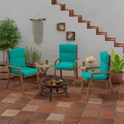 Clearance Kirklands Home Turquoise Canvas French Edge Outdoor Chair Cushion Blue