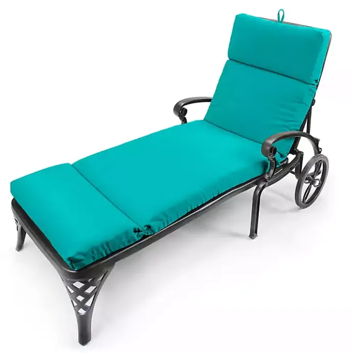 Online Kirklands Home Turquoise Canvas French Edge Chaise Cushion Blue