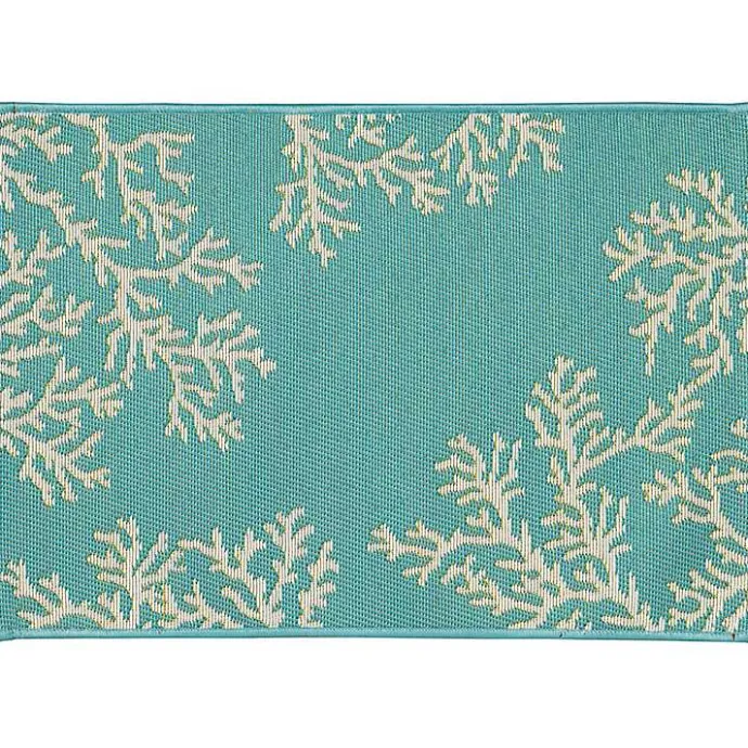 Outlet Kirklands Home Turquoise Coral Indoor/Outdoor Rug, 2x3