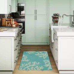 Outlet Kirklands Home Turquoise Coral Indoor/Outdoor Rug, 2x3