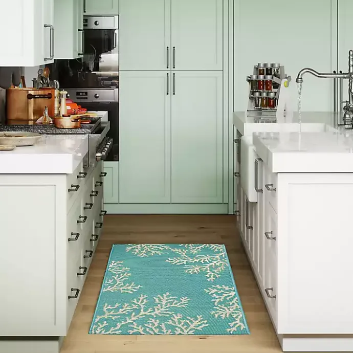 Outlet Kirklands Home Turquoise Coral Indoor/Outdoor Rug, 2x3