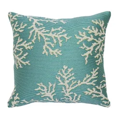 Online Kirklands Home Turquoise Coral Woven Outdoor Throw Pillow