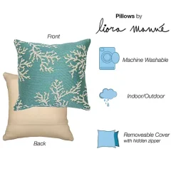 Online Kirklands Home Turquoise Coral Woven Outdoor Throw Pillow