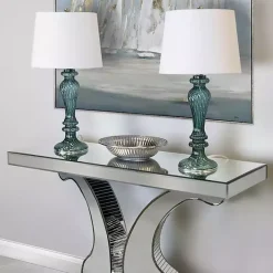 Clearance Kirklands Home Turquoise Glass Table Lamps, Set of 2 White