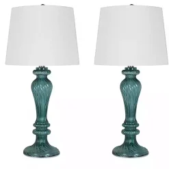 Clearance Kirklands Home Turquoise Glass Table Lamps, Set of 2 White
