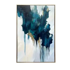 Online Kirklands Home Turquoise Glimmer Framed Canvas Art Print
