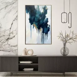 Online Kirklands Home Turquoise Glimmer Framed Canvas Art Print