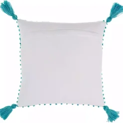 Discount Kirklands Home Turquoise Knotted Tassel Outdoor Throw Pillow Blue