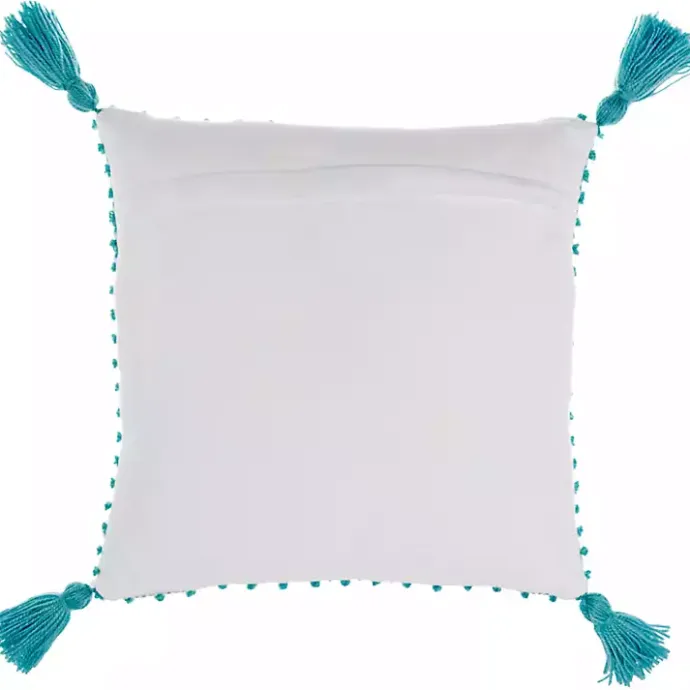 Discount Kirklands Home Turquoise Knotted Tassel Outdoor Throw Pillow Blue